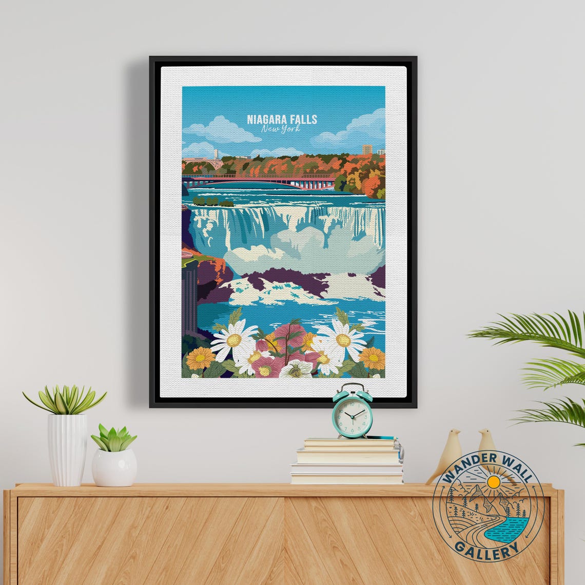 Niagara Falls New York Autumn Floral Waterfall Travel Poster - Image 5
