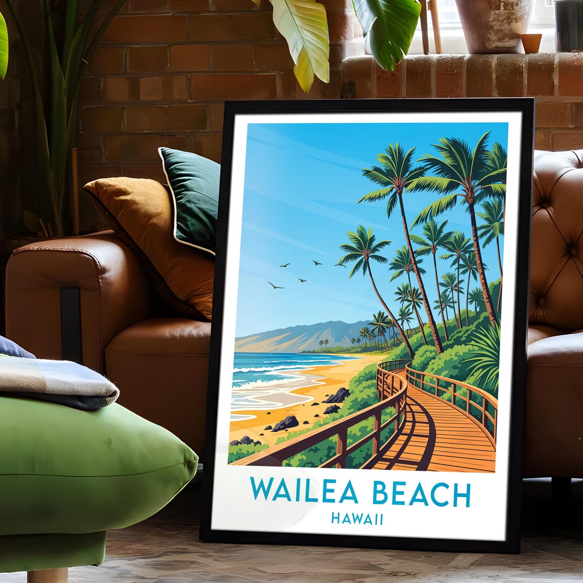 Wailea Beach Hawaii Boardwalk Palm Grove Golden Sand Shoreline Poster - Image 6