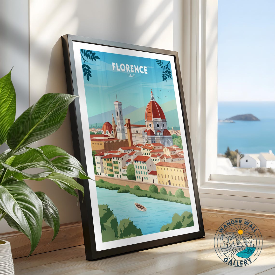 Florence Italy Duomo Red Dome Cathedral River Arno Skyline Poster - Image 2