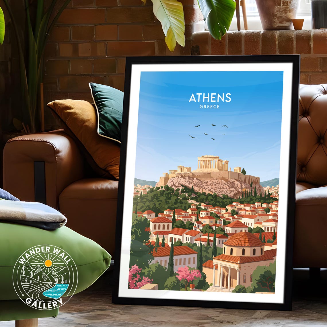 Athens Greece Acropolis Parthenon Rooftops Spring Blooms Poster - Image 6