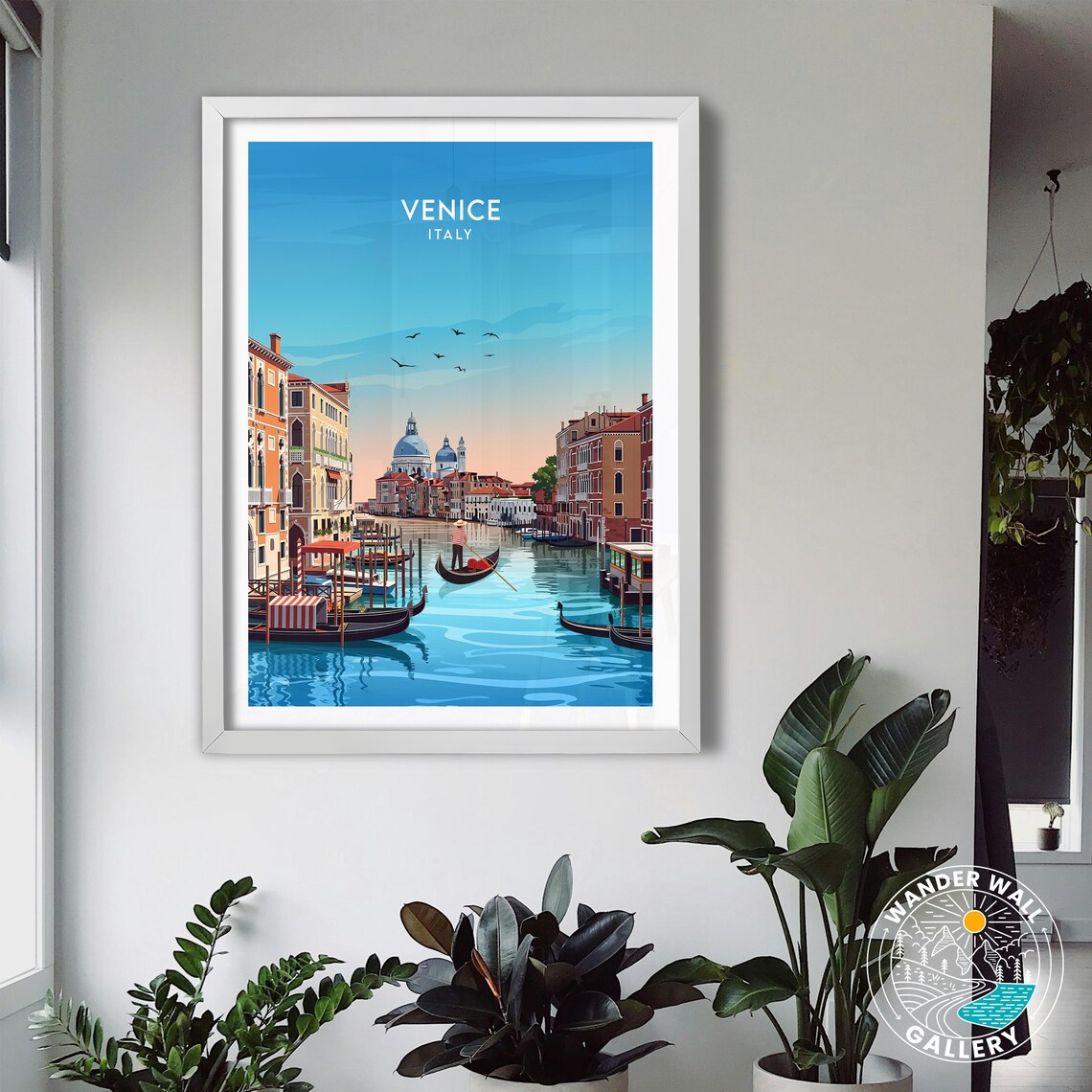 Venice Italy Blue Canal with Gondolas and Basilica Travel Poster - Image 3