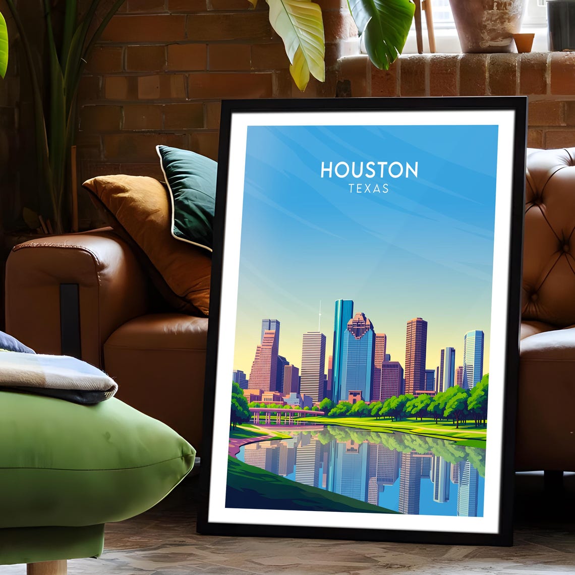 Houston Texas Downtown Skyline Buffalo Bayou Reflection City Poster - Image 6