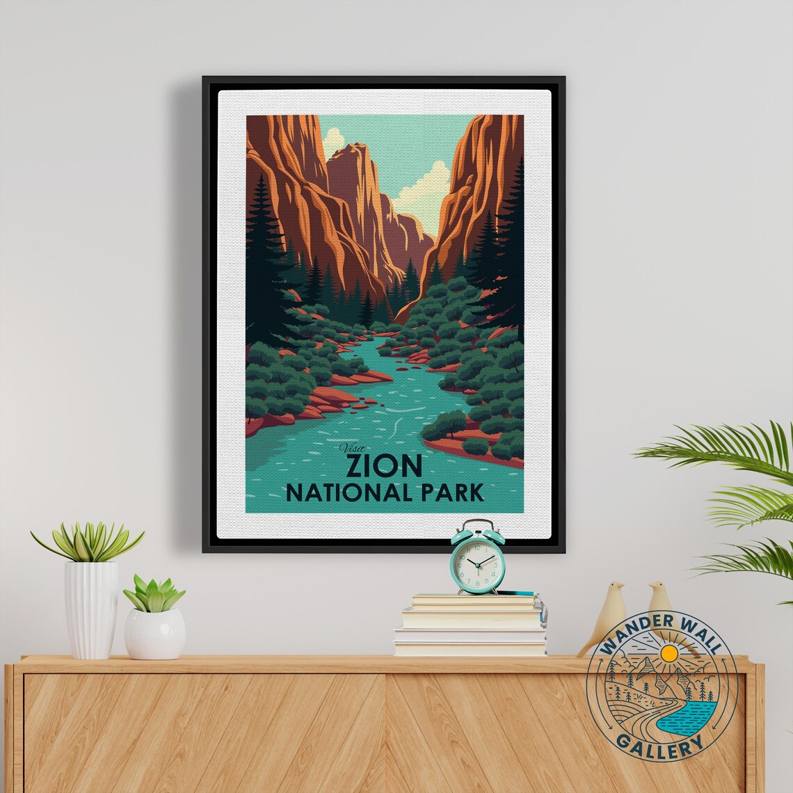 Zion National Park Red Rock Canyon River Retro Travel Poster - Image 5