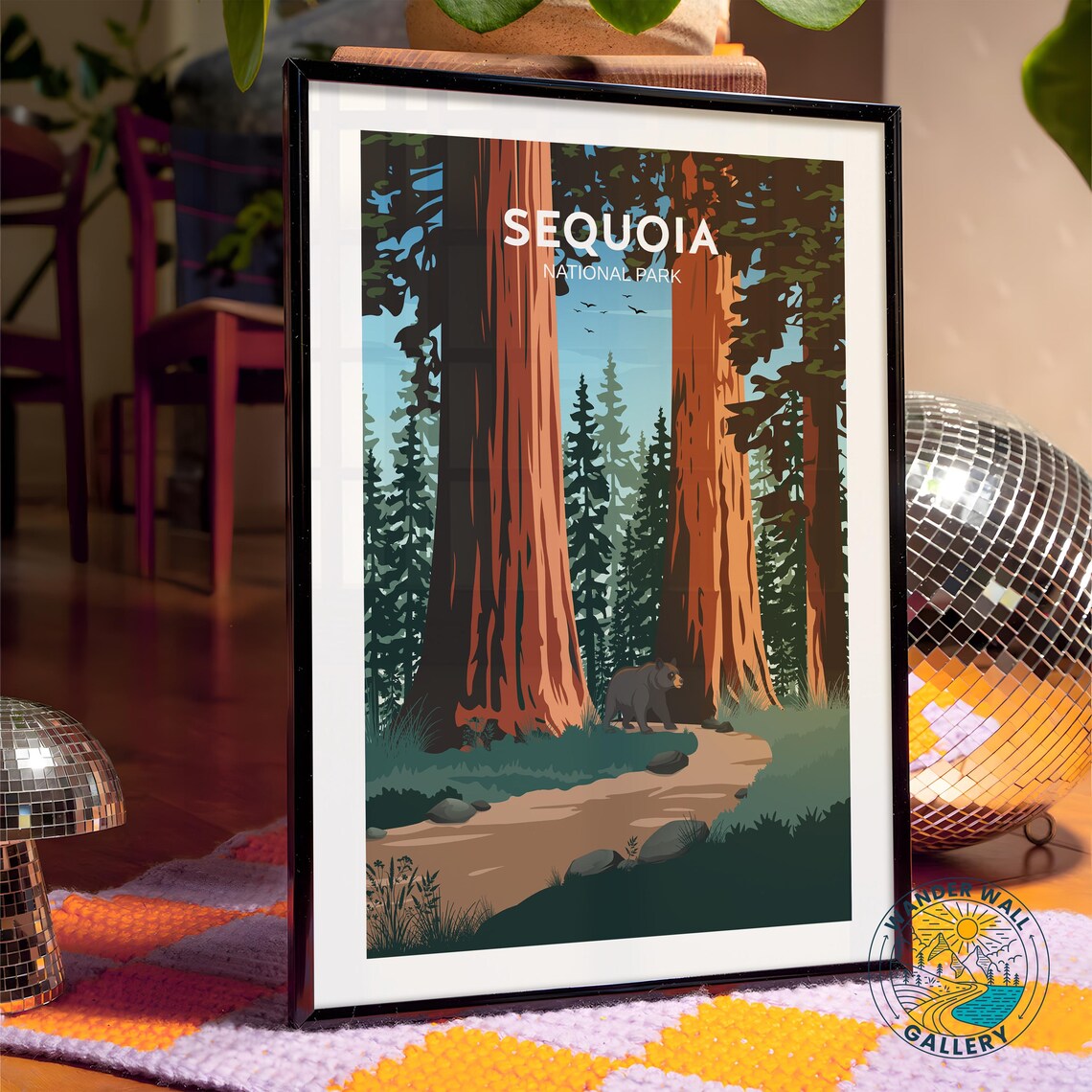 Sequoia National Park Giant Trees Black Bear Retro Nature Travel Poster - Image 4