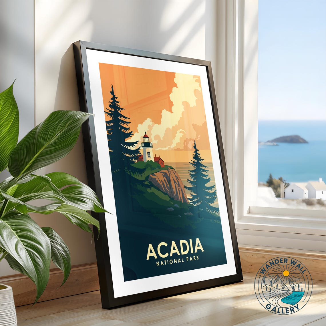 Acadia National Park Lighthouse Sunset Coastal Cliffs Poster - Image 2