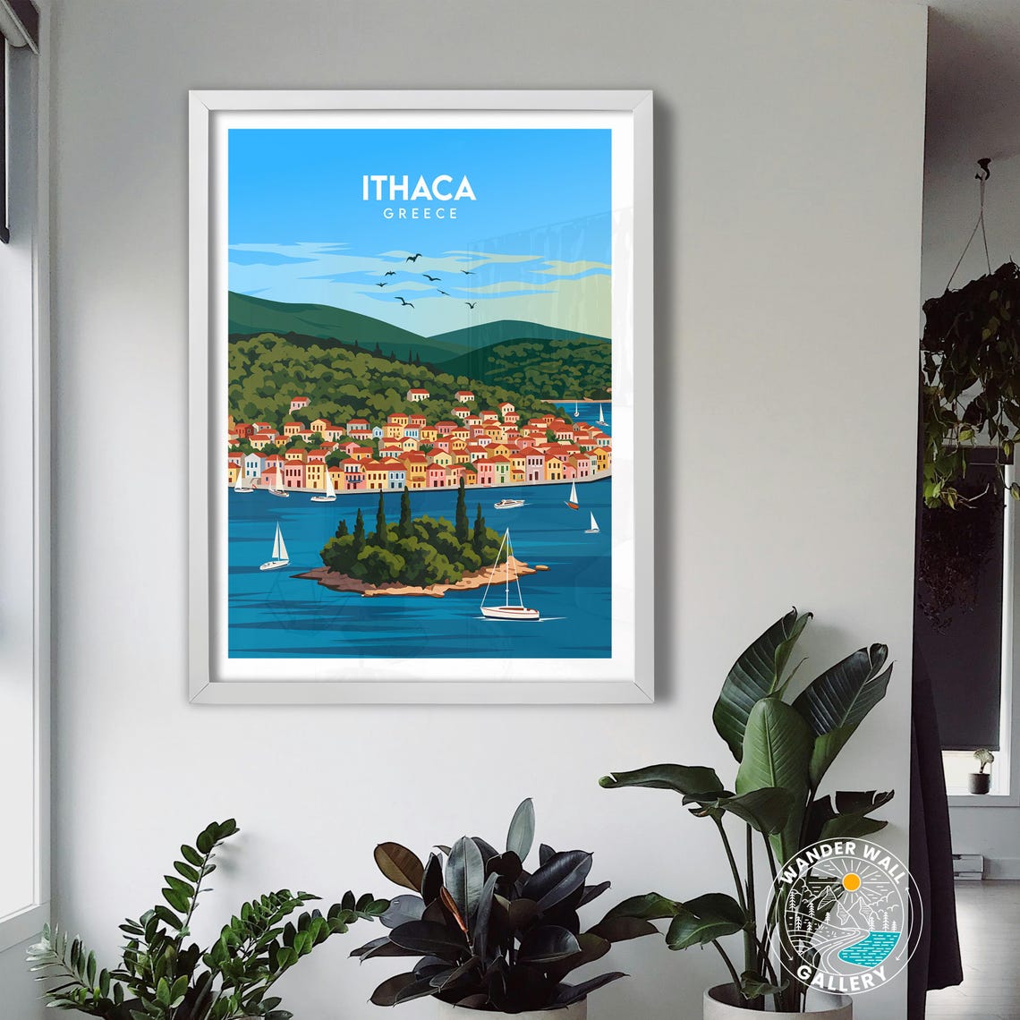 Ithaca Greece Island Town Sailboats Turquoise Bay View Poster - Image 3