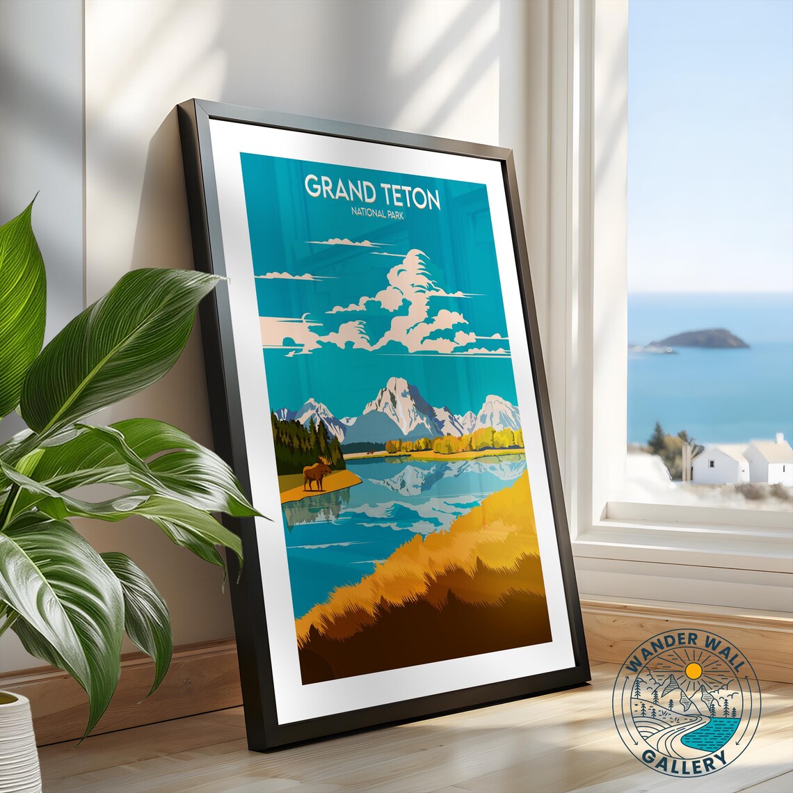 Grand Teton National Park Moose Lake Autumn Sunset Travel Poster - Image 2