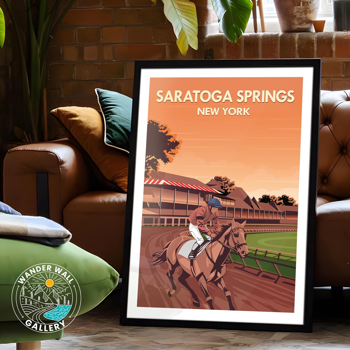 Saratoga Springs New York Horse Racing Jockey Track Travel Poster - Image 6