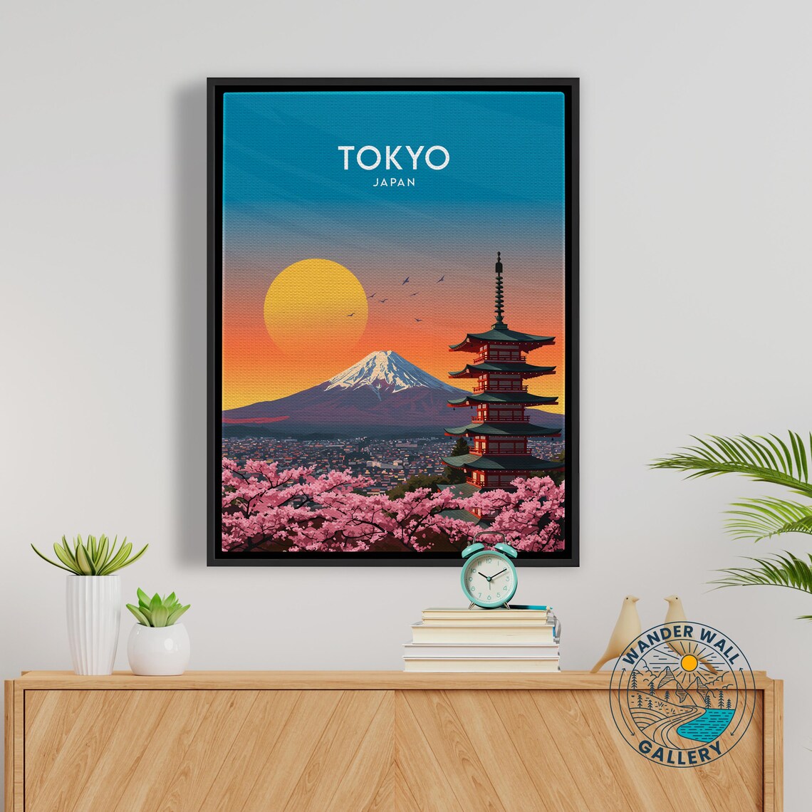 Tokyo Japan Mount Fuji Cherry Blossoms Pagoda Sunset Travel Poster - Image 5