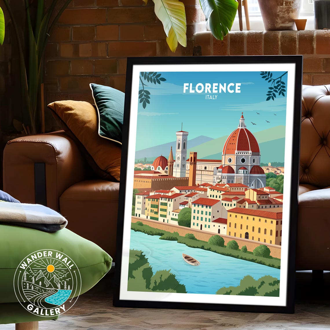 Florence Italy Duomo Red Dome Cathedral River Arno Skyline Poster - Image 6