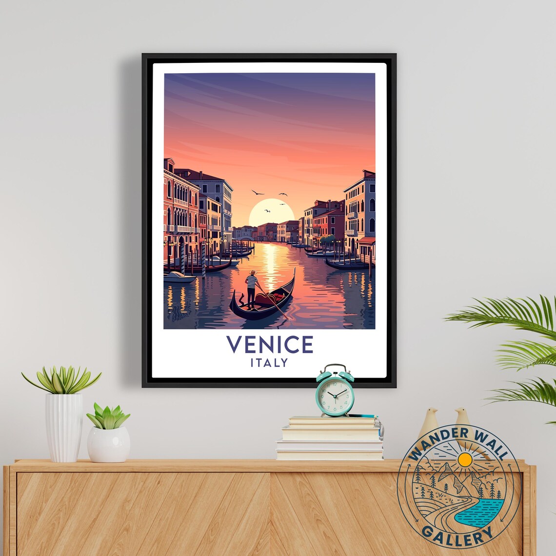 Venice Italy Sunset Canal Gondolier Romantic Vintage Travel Poster - Image 5