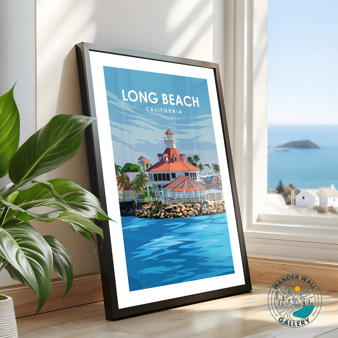 Long Beach California Waterfront Seaside Retro Travel Poster - Image 2