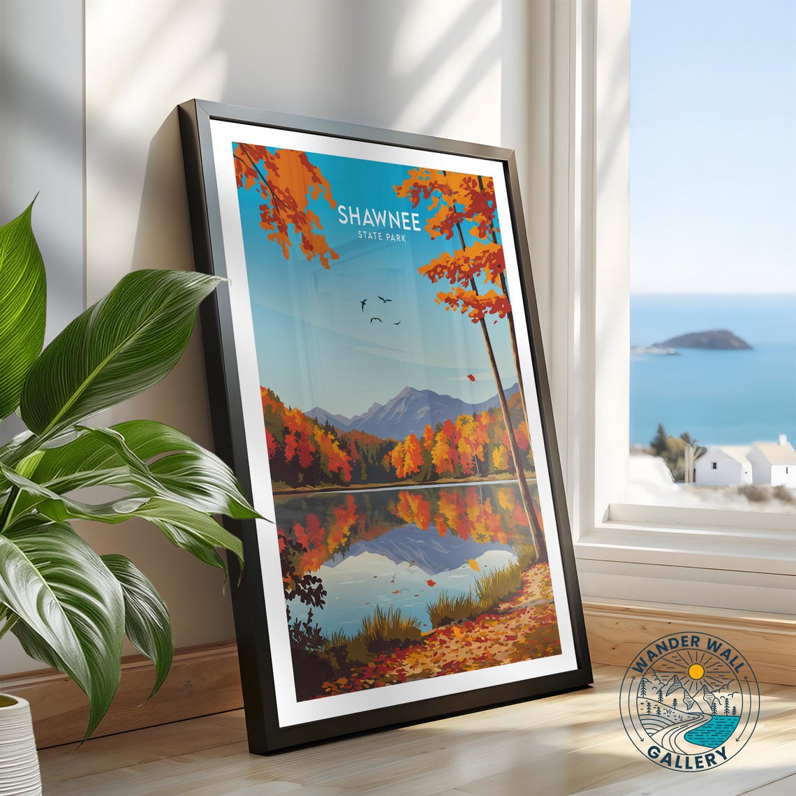 Shawnee State Park Autumn Lake Reflection Mountain View Poster - Image 2