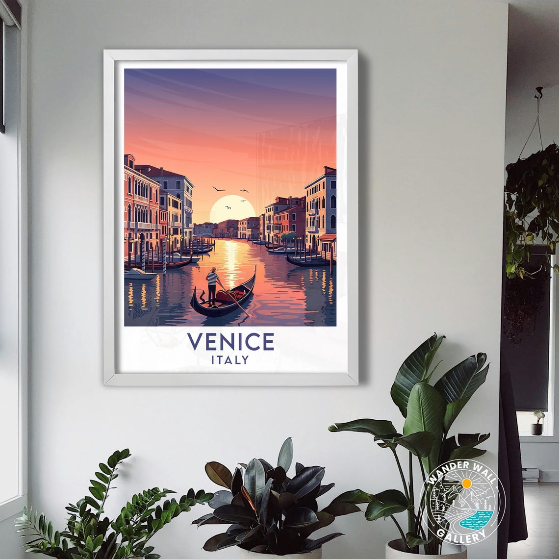 Venice Italy Sunset Canal Gondolier Romantic Vintage Travel Poster - Image 3