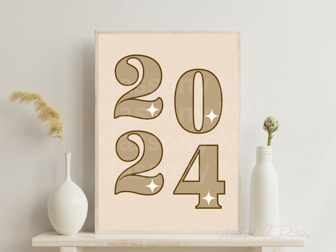 2024 Gold Sparkle Retro Number New Year Holiday Party Poster - Image 3