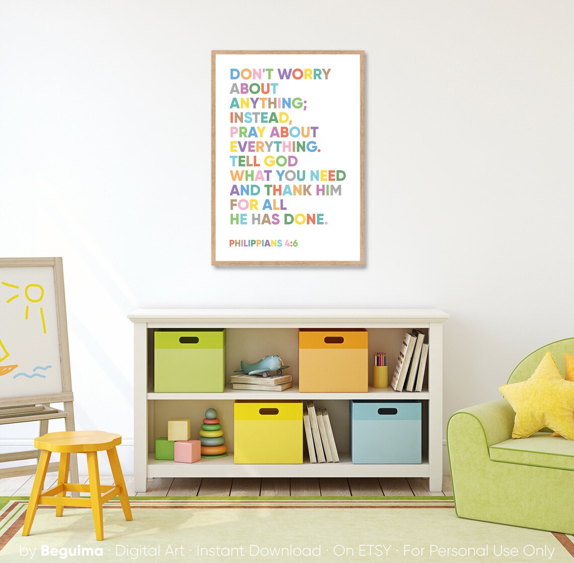 Philippians 4:6 Christian Scripture Art Print - Image 4