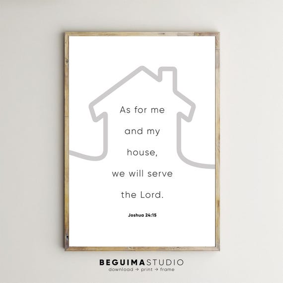 Family Bible Prints As For Me And My House We Will Serve The Lord Joshua 2415 Christian Sign Scriptures Poster Catholic Wall Art Home Decor