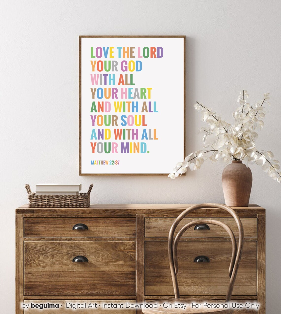 Matthew 22:37 Bible Verse For Kids Christian Art Print - Image 4