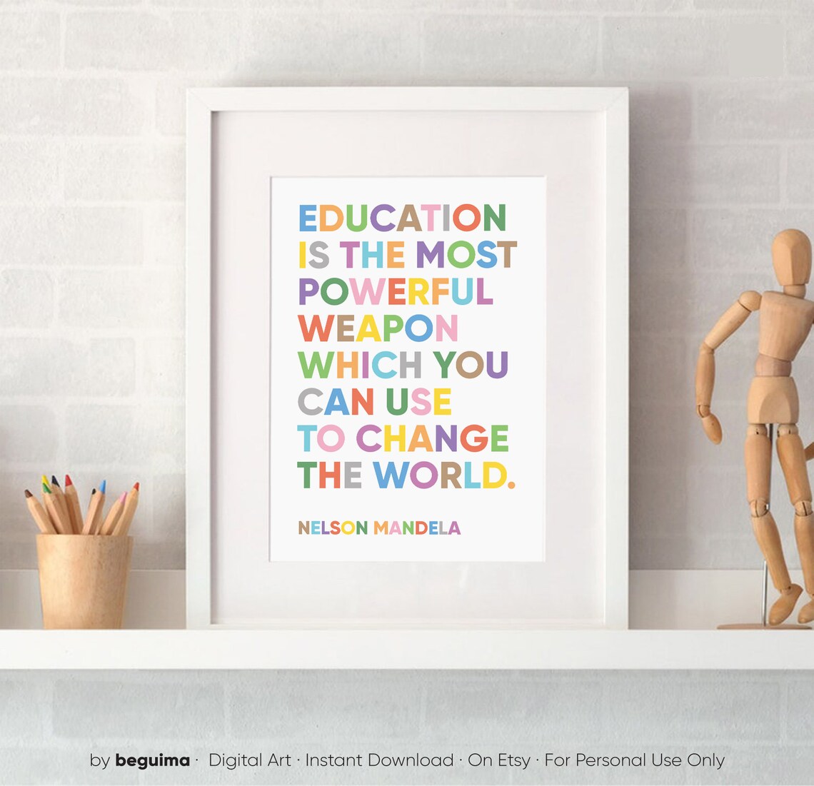Education Quotes Inspirational Nelson Mandela Art Print - Image 3
