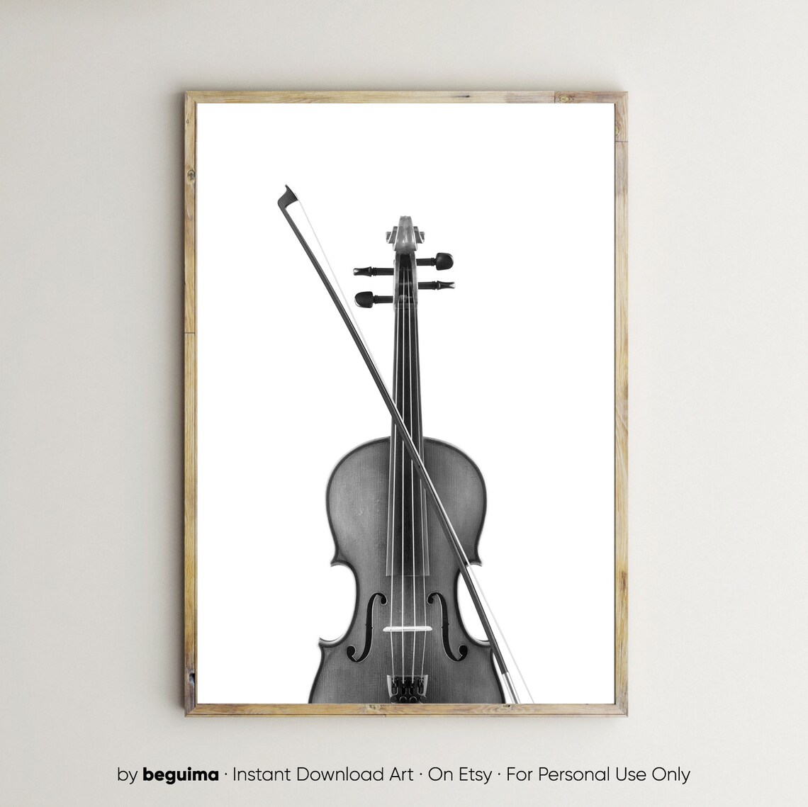 Violin Music Wall Art Print, Black and White
