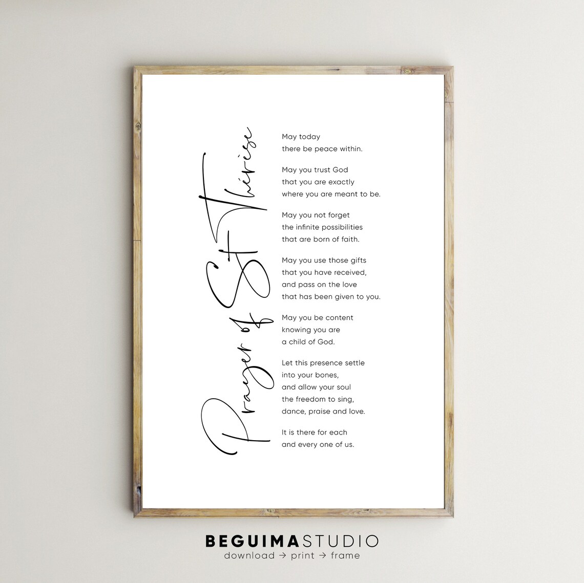 Prayer Of Saint Therese Christian Prayer Art Print