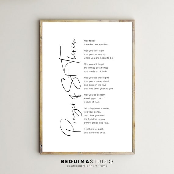 Prayer Of Saint Therese Christian Prayer Art Print