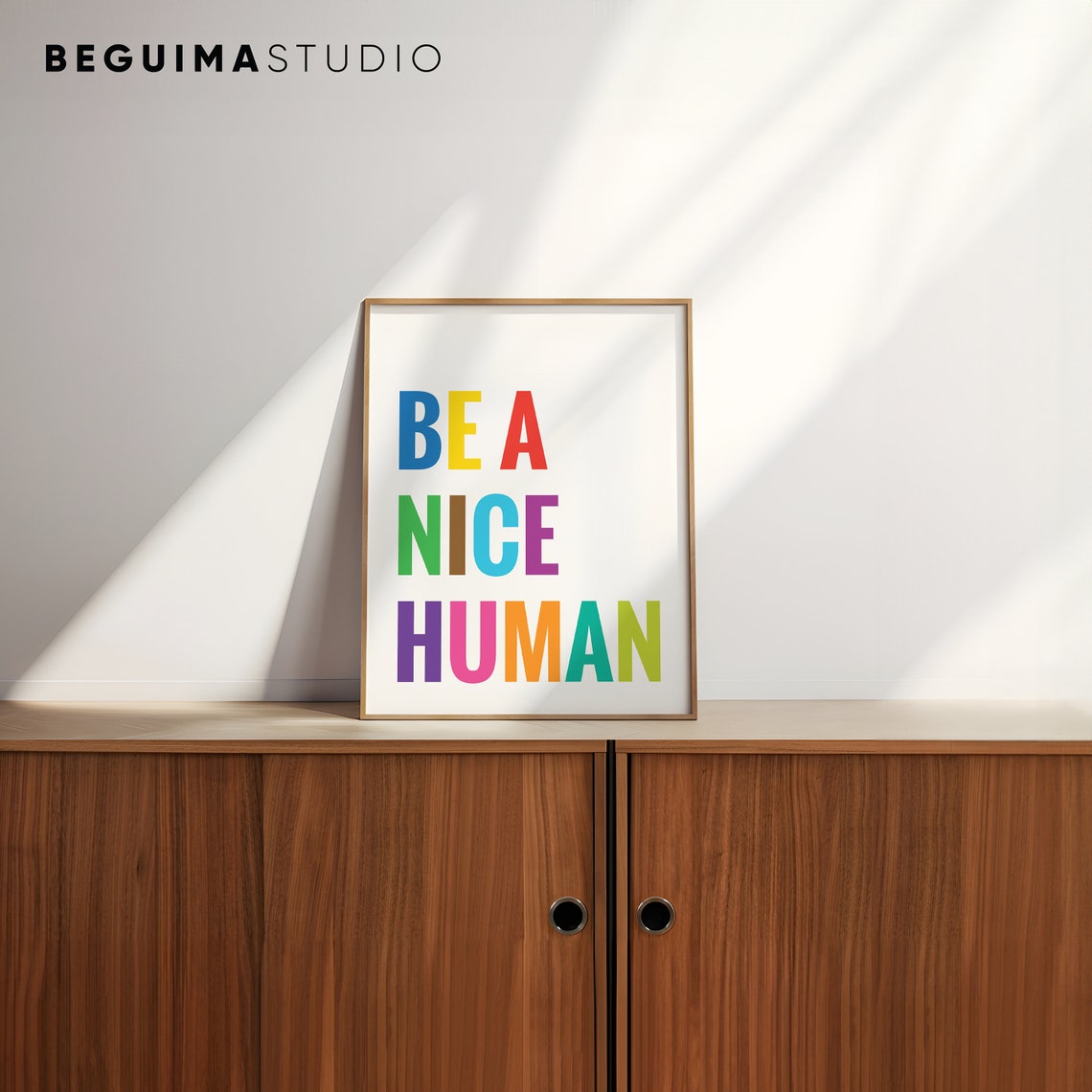 Be a Nice Human Bold Colorful Block Letter Typography Poster - Image 2