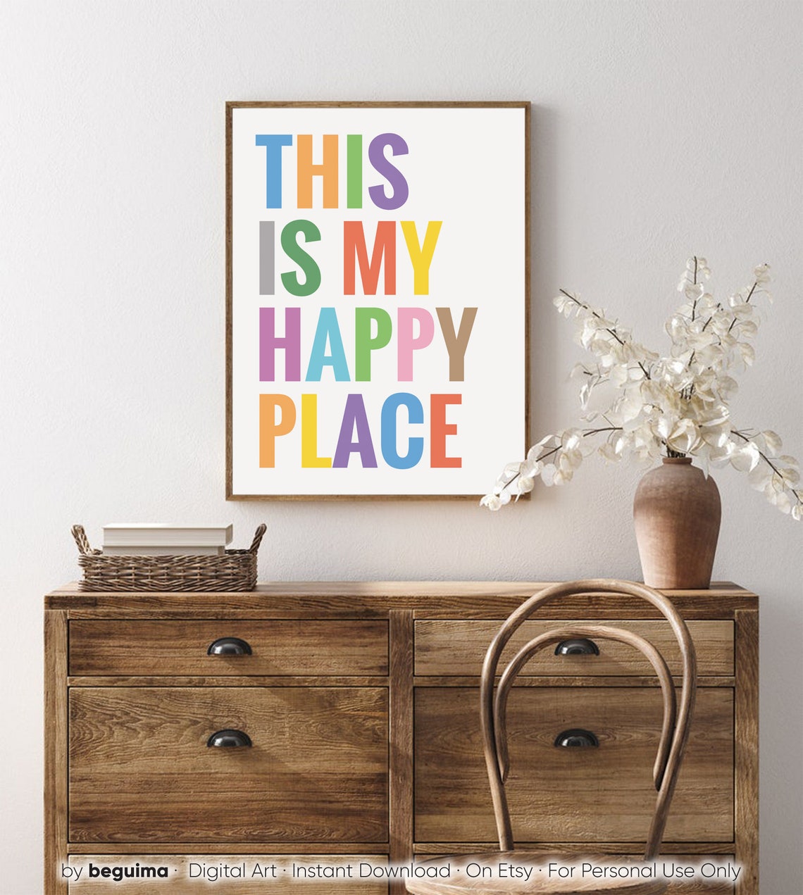 This Is My Happy Place Bright Rainbow Typography Home Decor Poster - Image 4