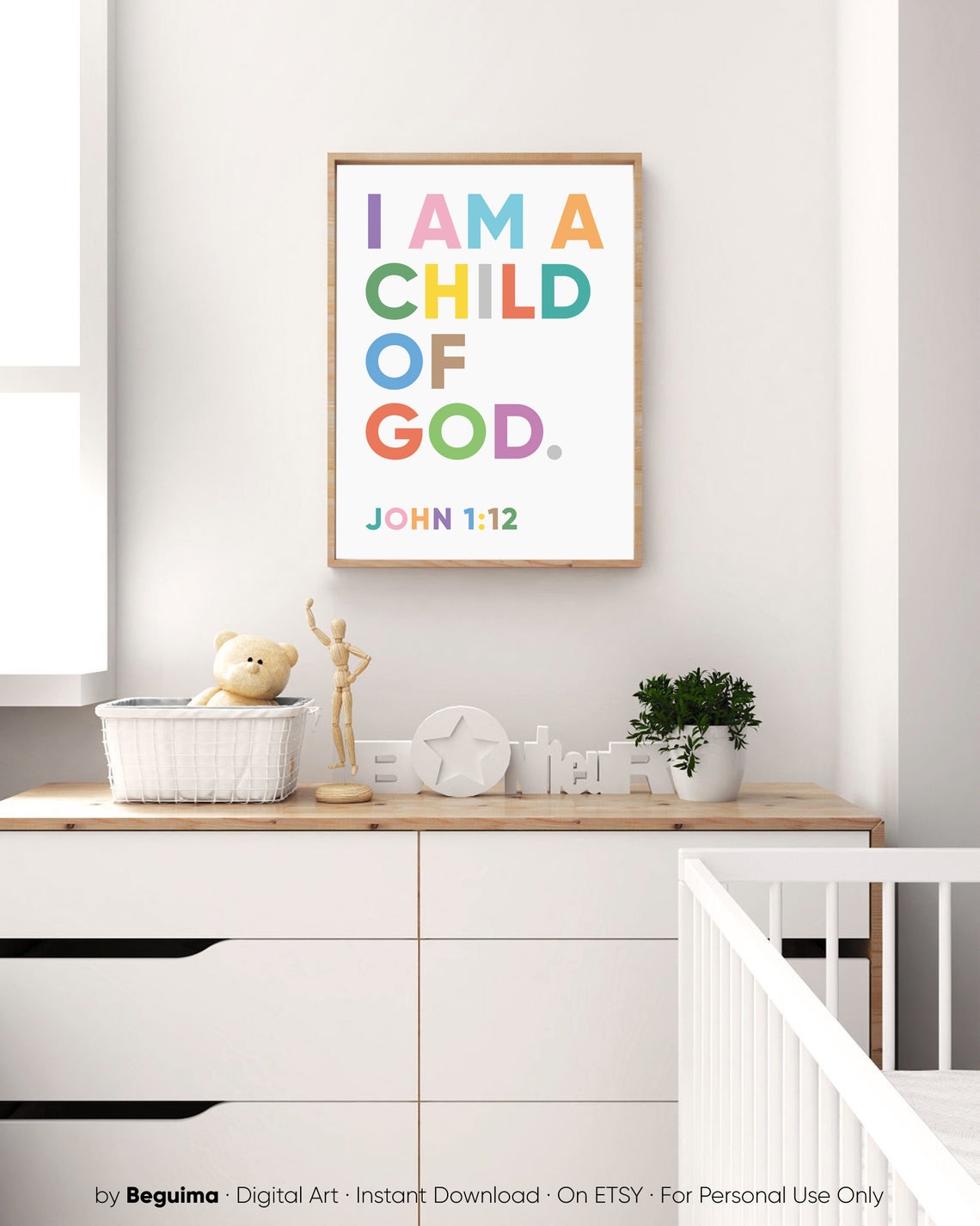 I Am a Child of God John 1:12 Rainbow Scripture Faith Poster - Image 2