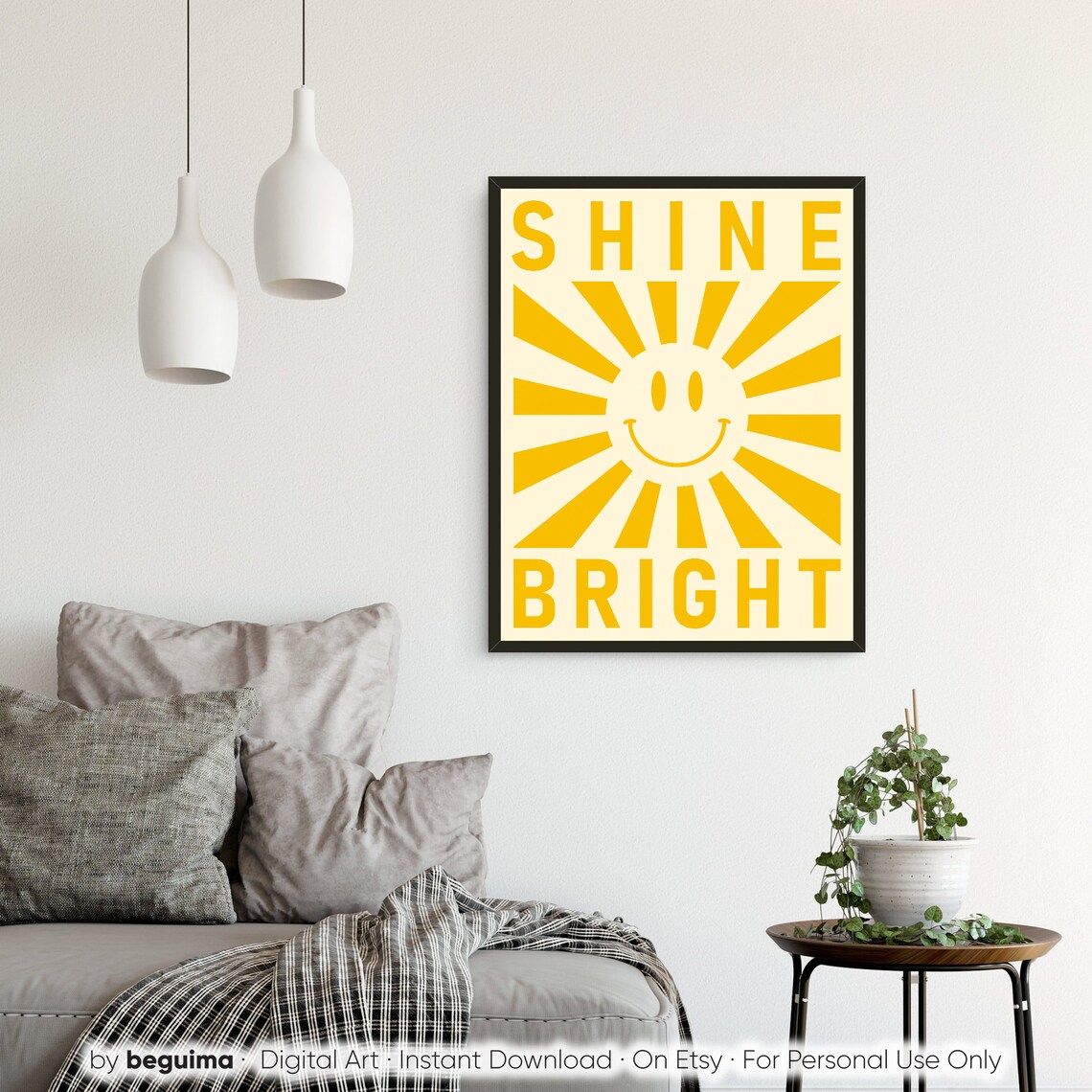 Shine Bright Smiley Prints, Nursery Kids Wall Art - Image 4