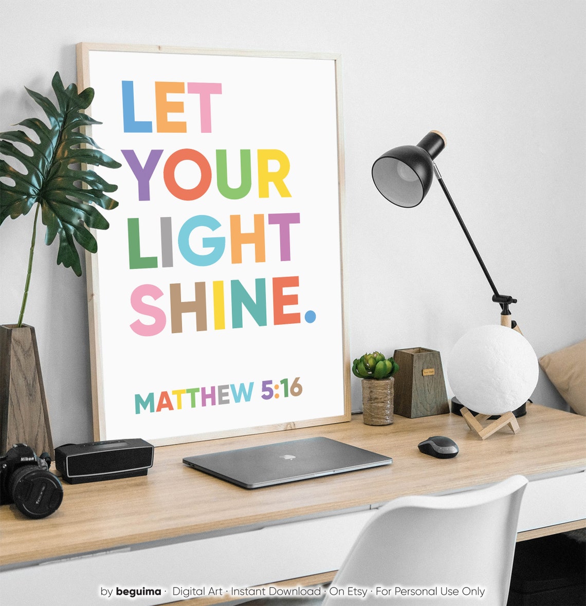 Let Your Light Shine Matthew 5:16 Rainbow Scripture Art Poster - Image 2