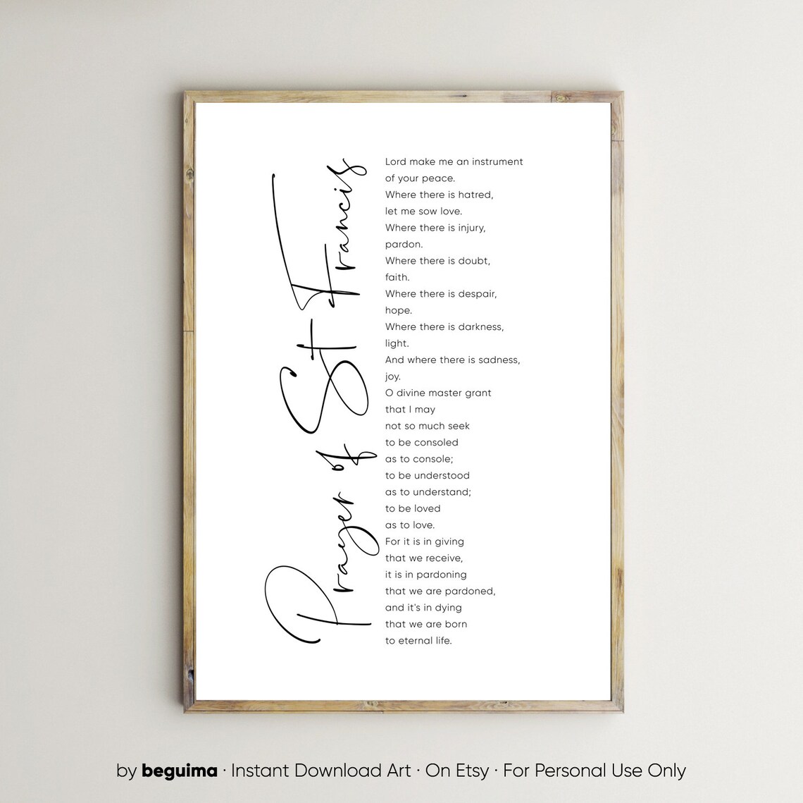 Prayer Of Saint Francis Christian Scripture Art Print
