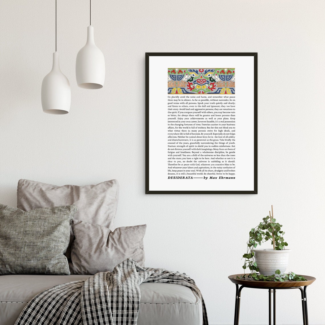 Desiderata Poem Max Ehrmann Colorful Mosaic Border Quote Poster - Image 2