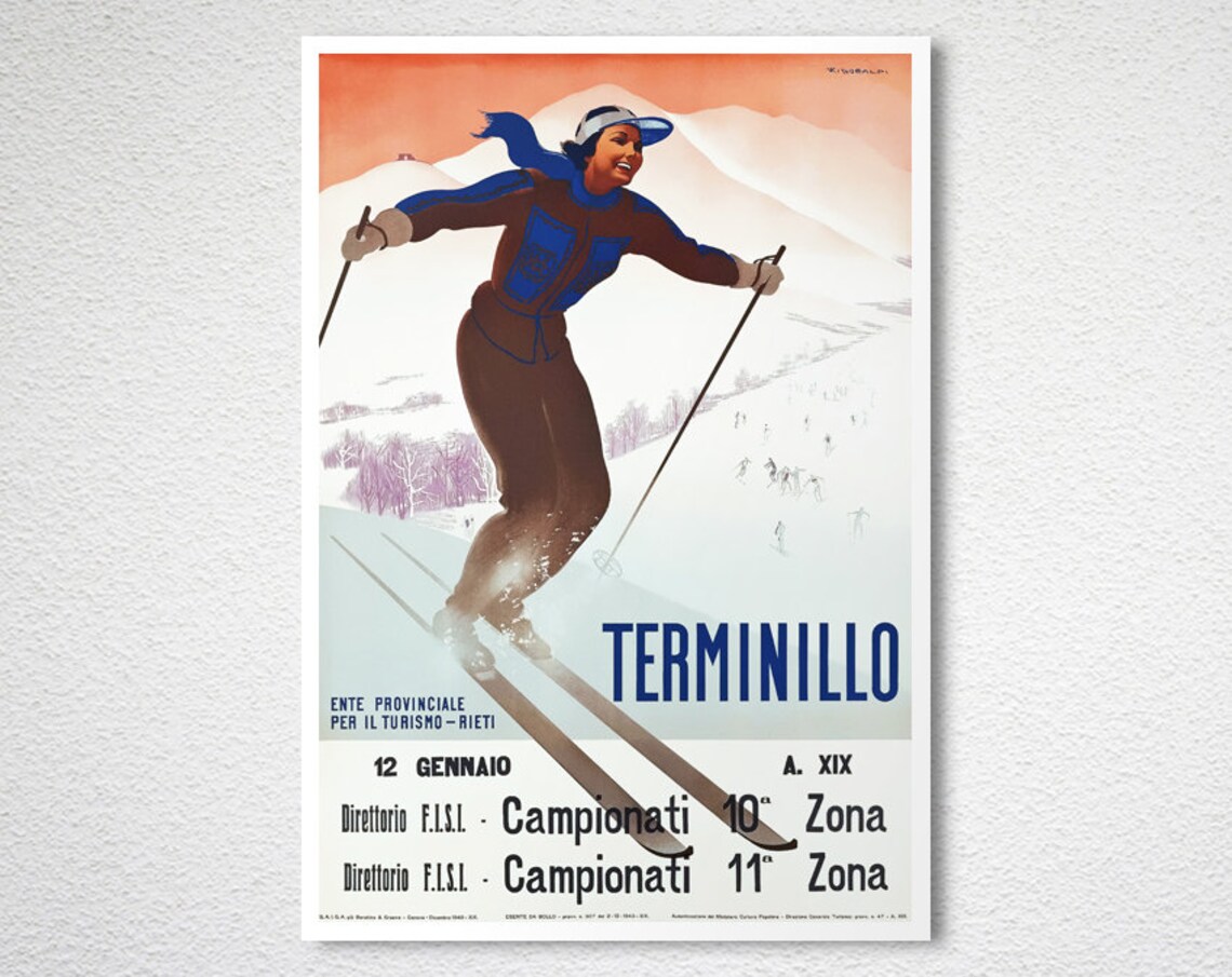 Terminillo Italy Vintage Ski Championship Winter Sports Poster - Image 2