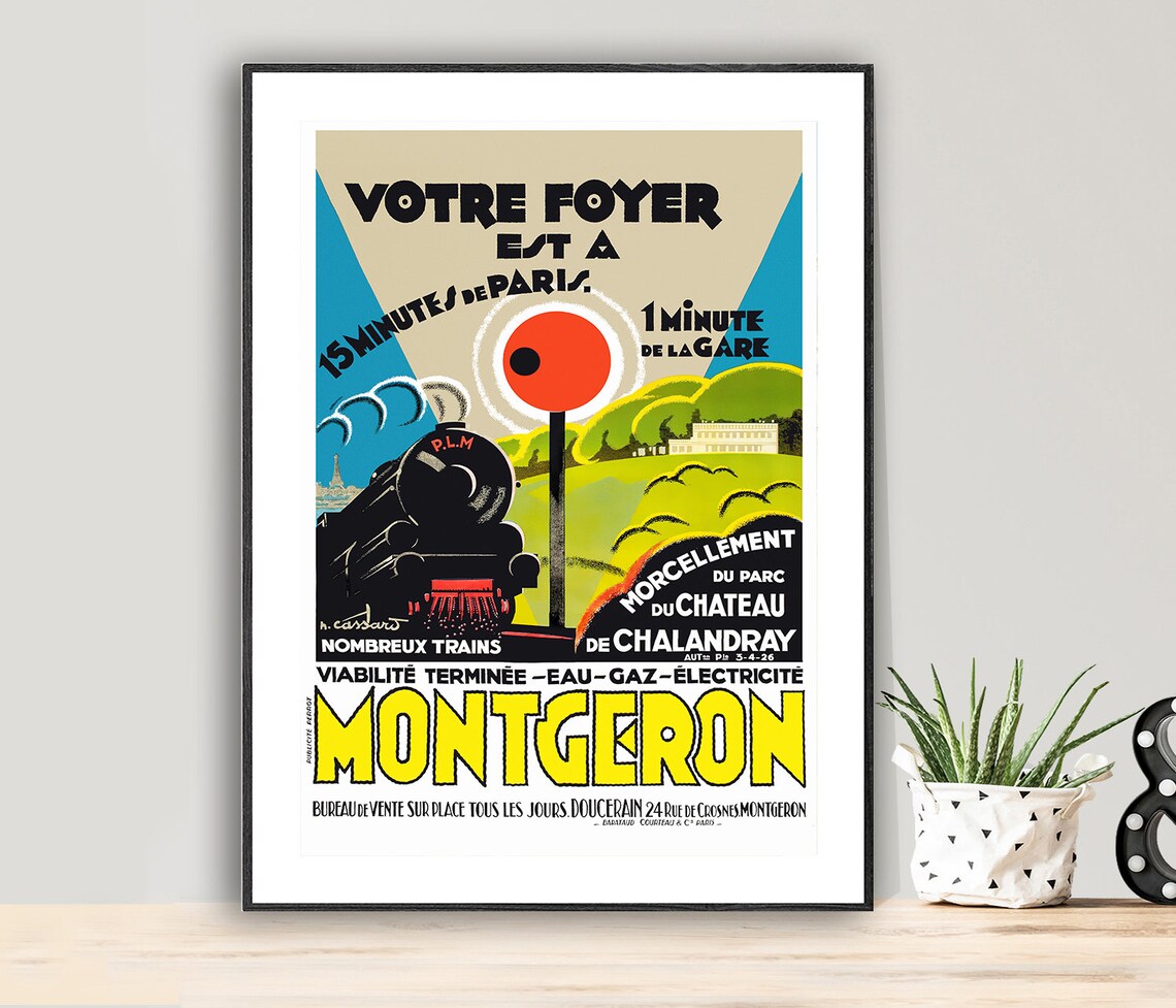 Montgeron Chalandray Park Paris Suburb Vintage Railway Ad Poster
