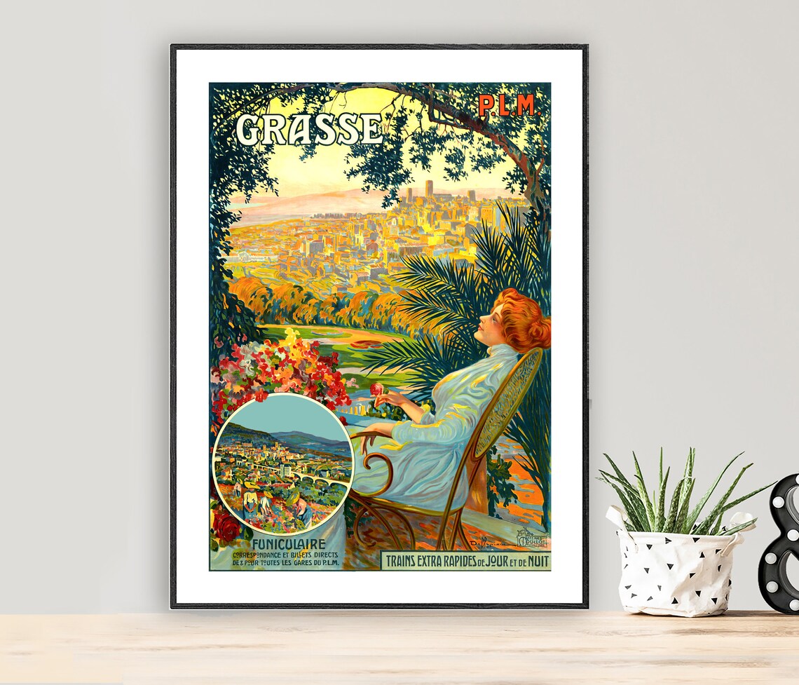 Grasse France Vintage Travel Poster, Travel Poster