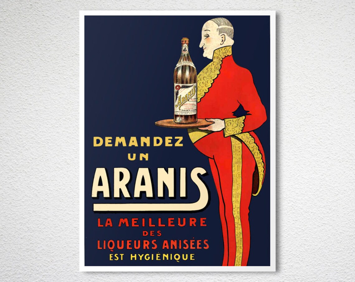 Aranis Anise Liqueur French Vintage Advertising Poster Butler Art - Image 2