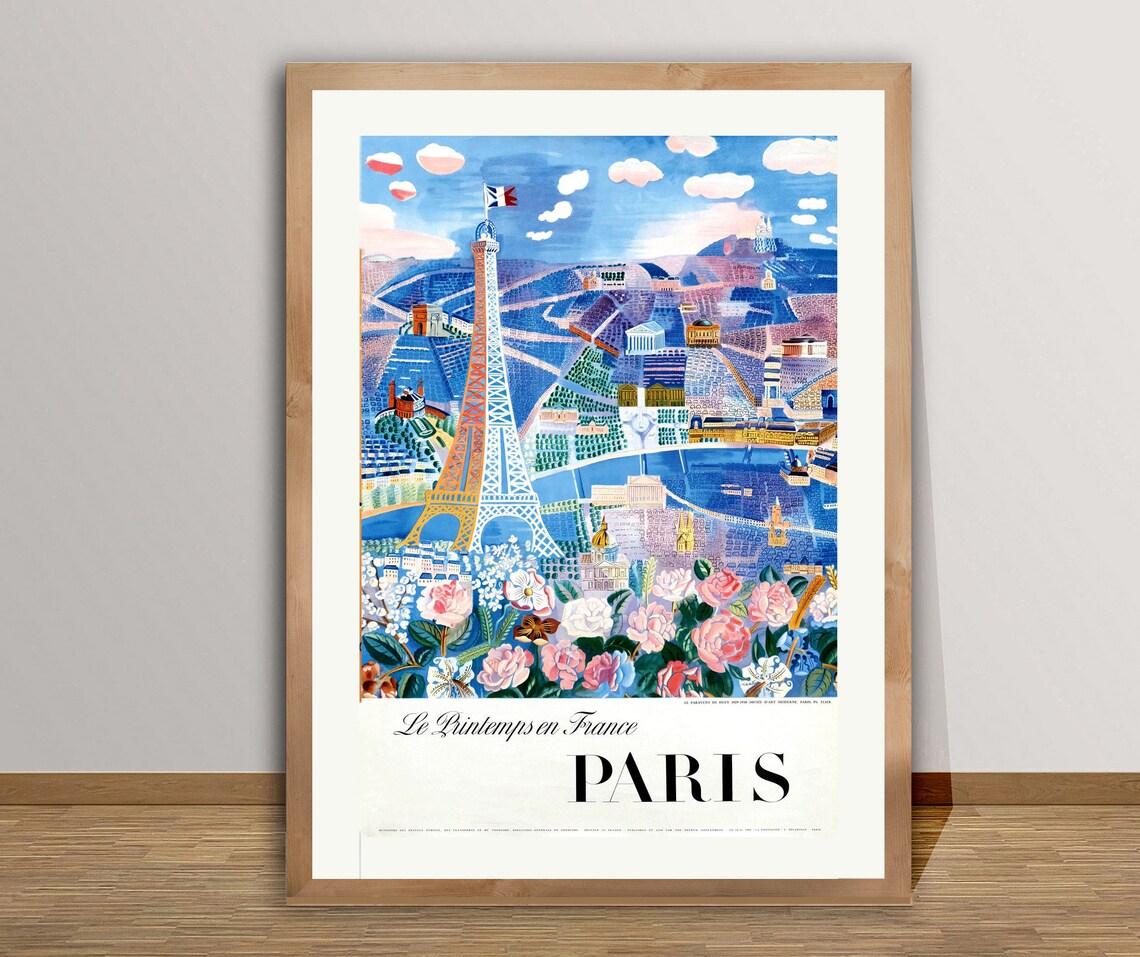 Le Printemps En Paris France Vintage Travel Poster