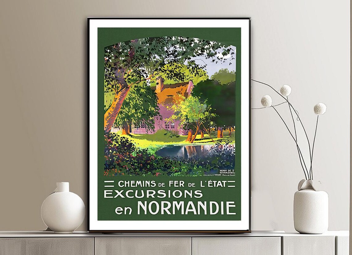 Chemin De Fer De Letat Vintage Travel Poster, Normandie - Image 2