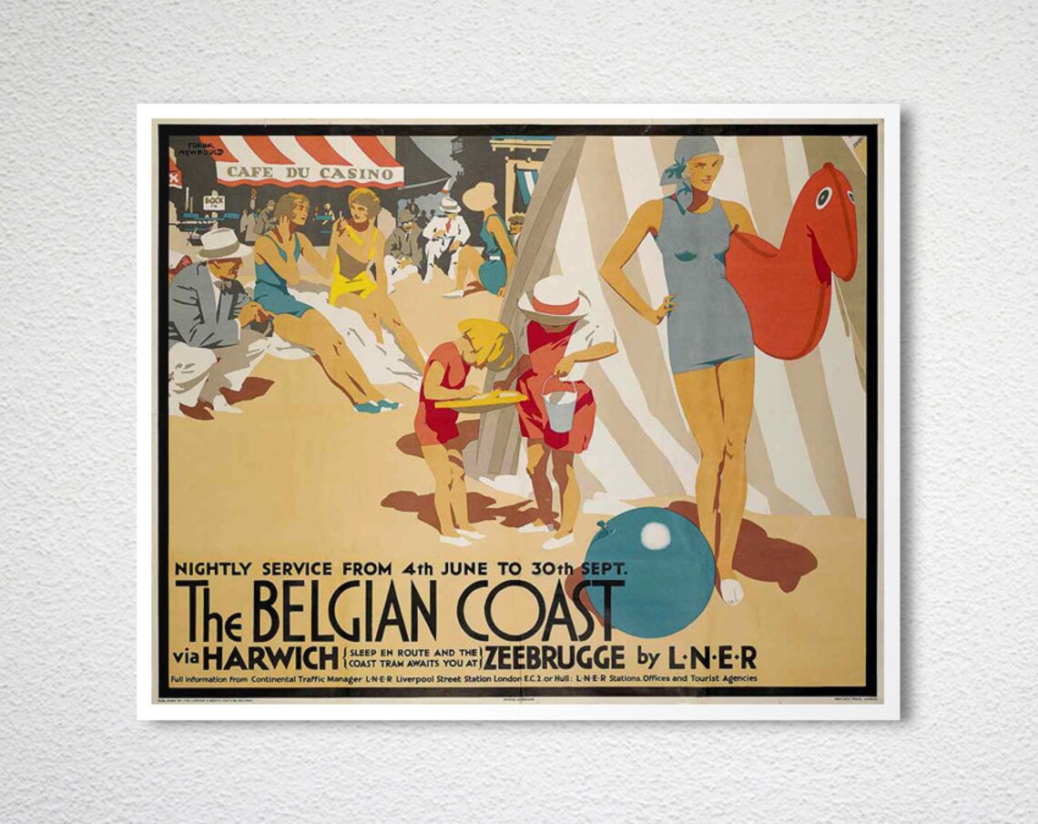 The Belgian Coast Via Harwich Vintage Travel Poster - Image 2
