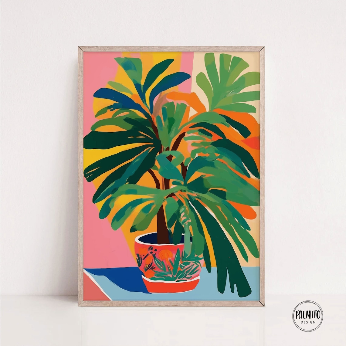 Tropical Plant Gouache Art Print, Bold Color Study