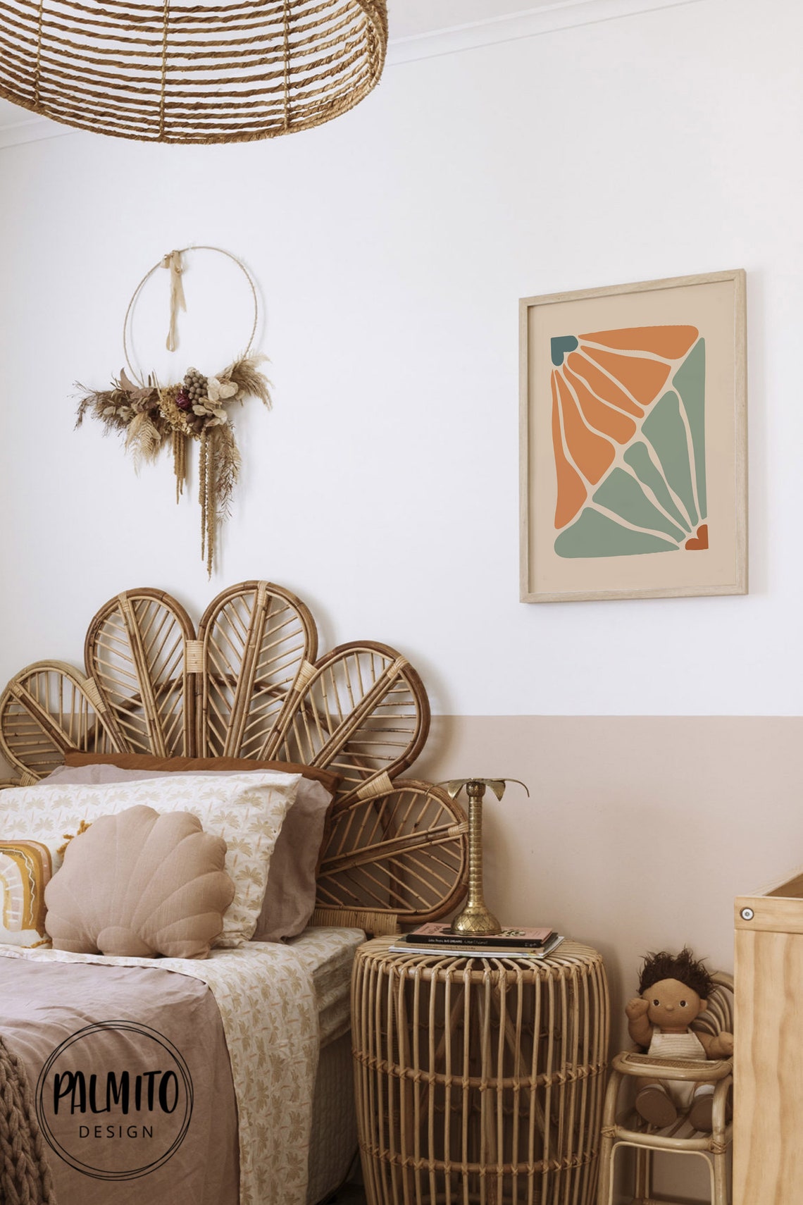 Terracotta Sage Boho Leaves Abstract Shapes Warm Decor Wall Art - Image 2