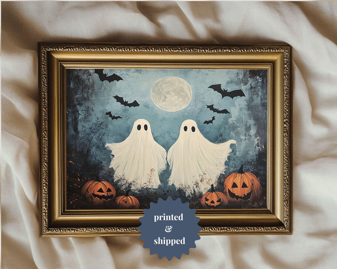 Old Fashioned Spooky Ghosts, Vintage Style Art Print