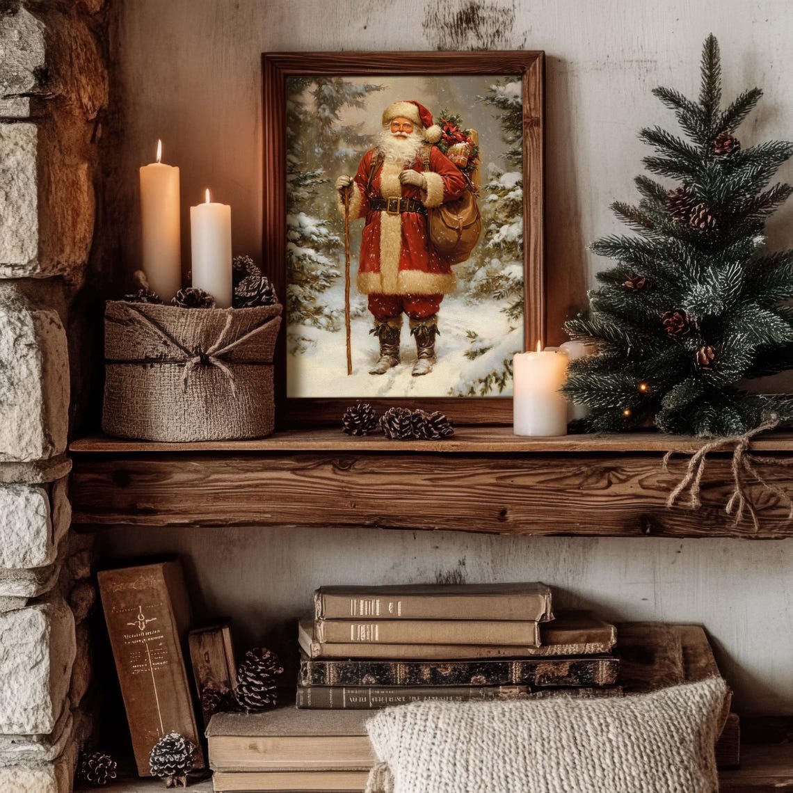 Old Fashioned Santa Claus Print, Vintage Style - Image 3