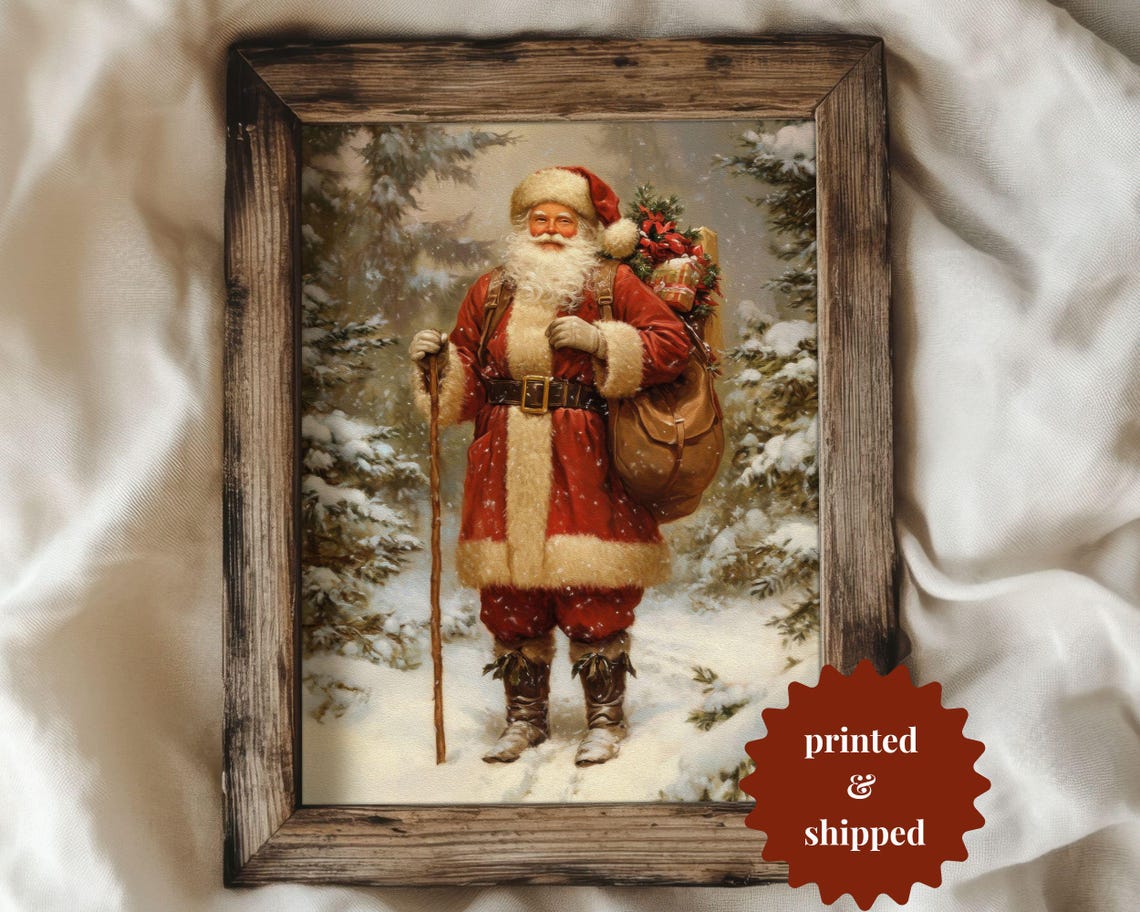 Old Fashioned Santa Claus Print, Vintage Style
