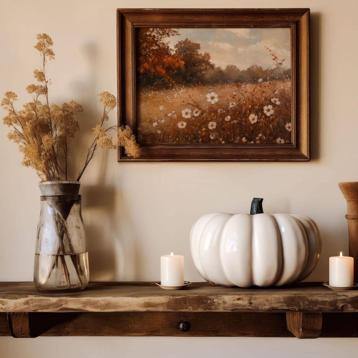 Fall Flower Meadow Vintage Style Art Print, Cottage Decor - Image 2