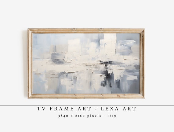 White And Grey Abstract Art Frame Tv Textured Cool Contemporary Painting Samsung Instant