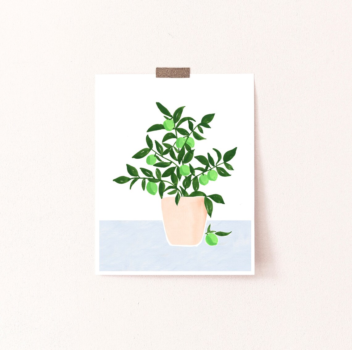 Lime Tree In A Vase Watercolor Botanical Print - Image 3