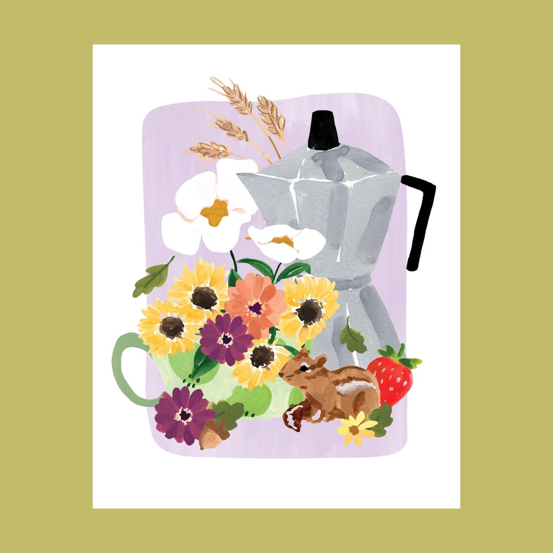 Watercolor Still Life Coffee Art Print, Kitchen Decor