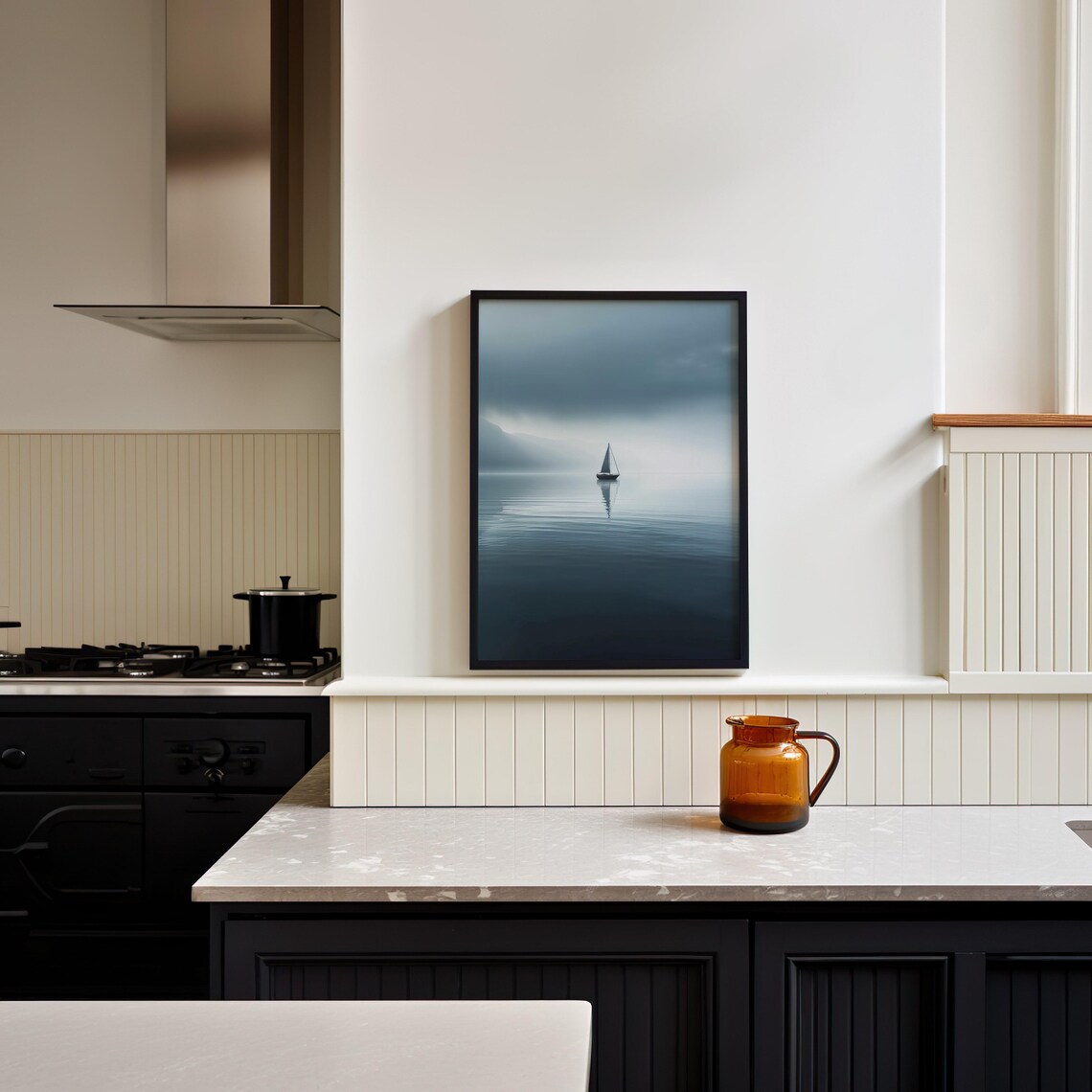Silent Sailboat, Contemporary Beach Art Print - Image 5